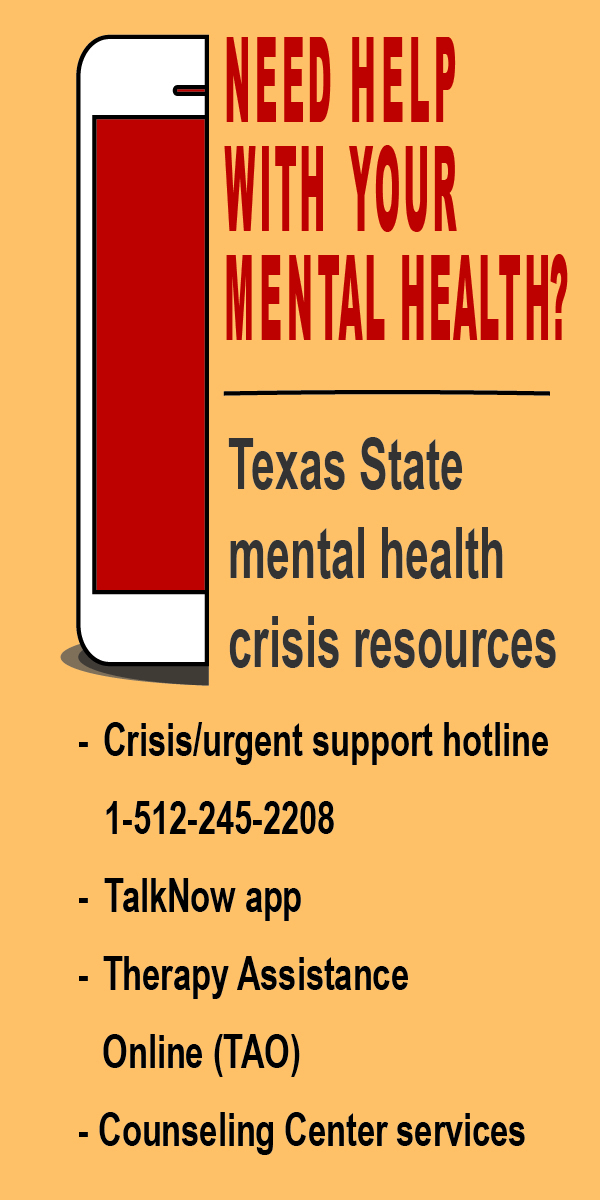 Use TXST resources instead of the national suicide lifeline