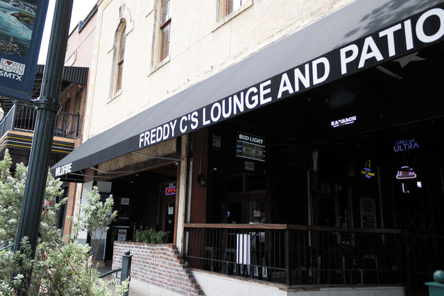 Freddy Cs Lounge and Patio Bar sits at the corner of the square on East Hopkins Street, Sunday, July 7, 2024.