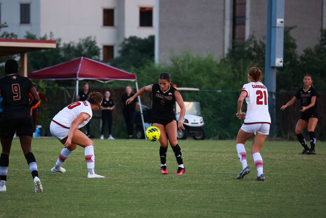 Texas State sparks win streak as Soumare nets two against Cardinals