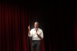 Former U.S. Representative Beto O'Rourke speaks to an audience of Texas State students at Evans Auditorium Tuesday, Sept. 17 at Texas State.