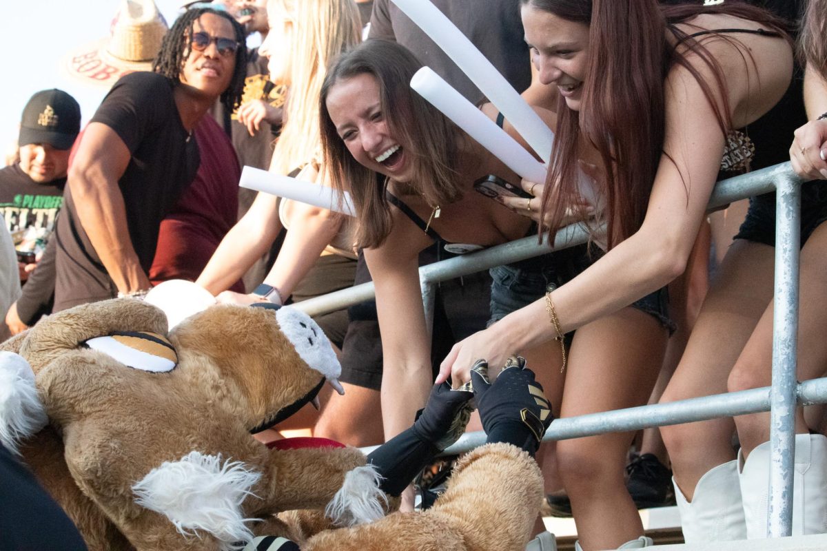  Boko excites the student section crowd during the first quarter of the football game against Arizona State, Thursday, Sept. 12, 2024, at Jim Wacker Field at UFCU Stadium.