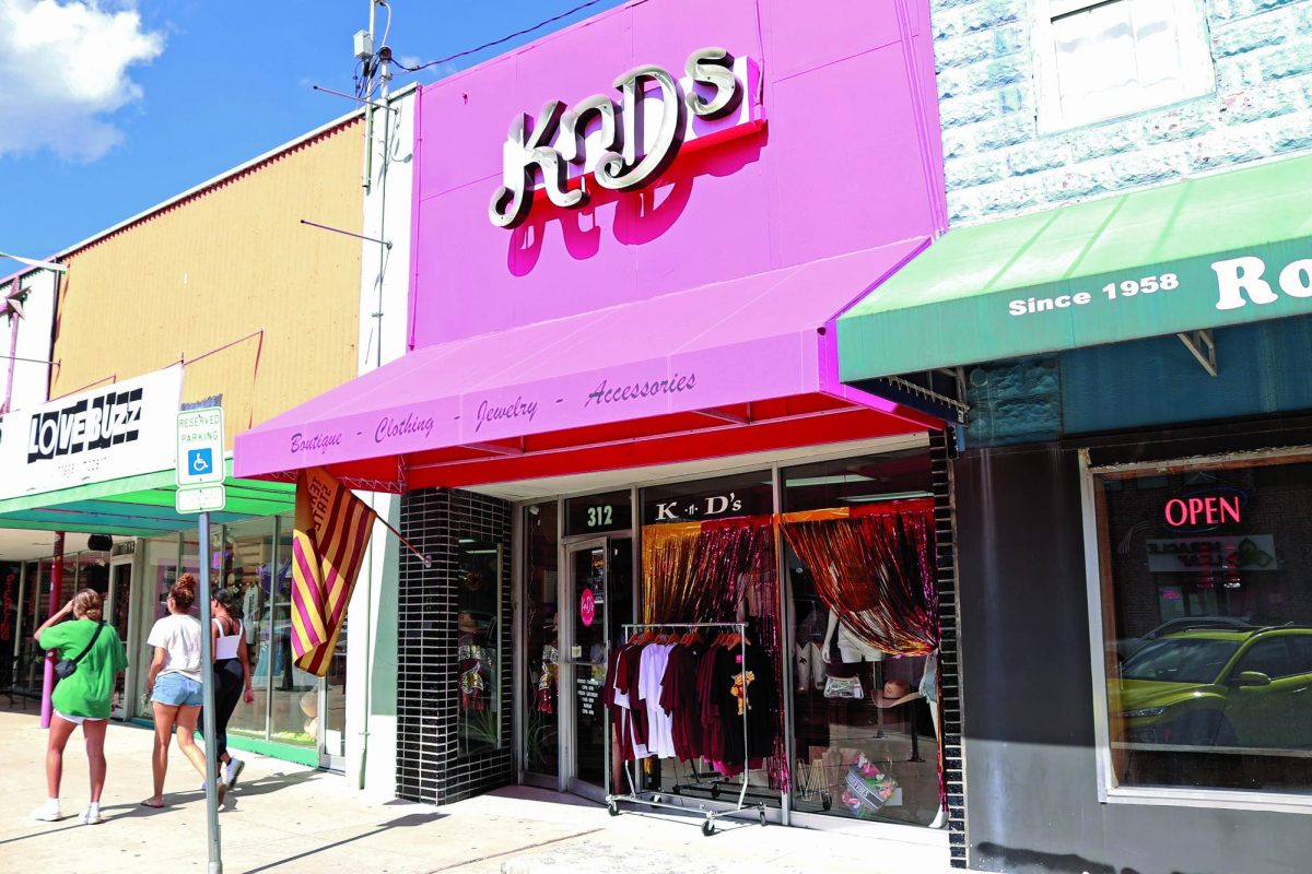 KnD's Boutique decorates its storefront with school spirit, Friday, Aug. 30, 2024, near The Square in Downtown San Marcos.