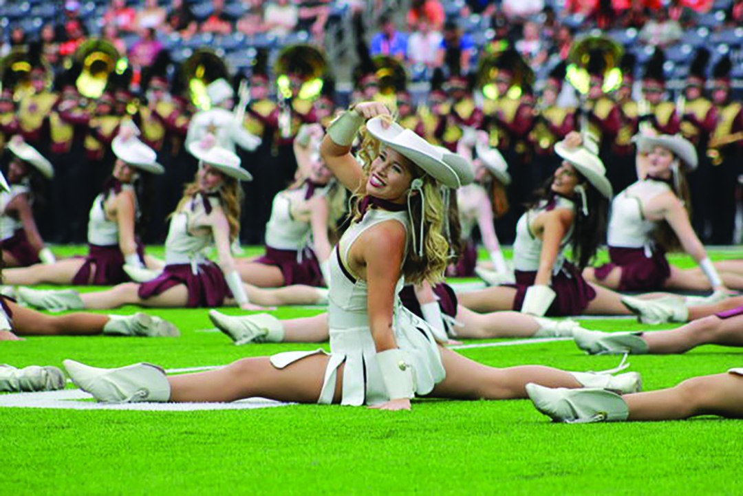 Texas State junior lieutenant Skaylar Sherman performs during the halftime show at the H-Town Showdown against Sam Houston State, Saturday, Sept. 28, 2024, at NRG Stadium.