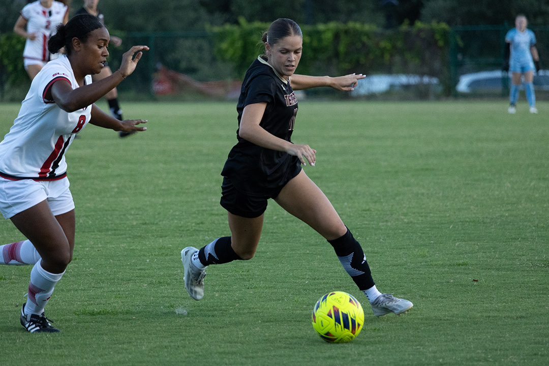 Texas State midfielder junior Lily Erb (11) runs to meet the pass during the game against Incarnate Word, Sunday, Aug. 25, 2024, at Bobcat Soccer Complex.