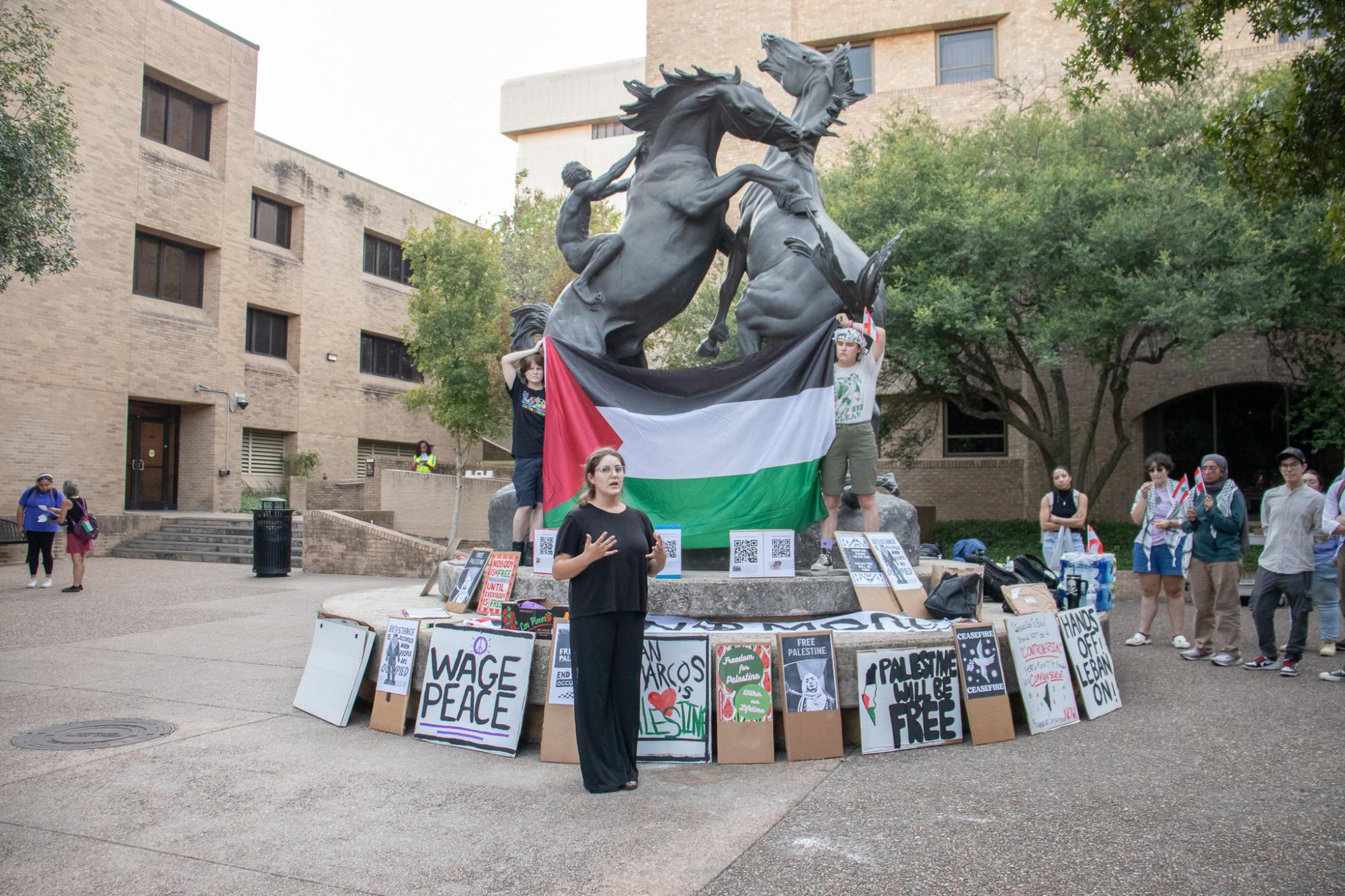 Texas State, San Marcos community hold protest and vigil in solidarity with Palestine