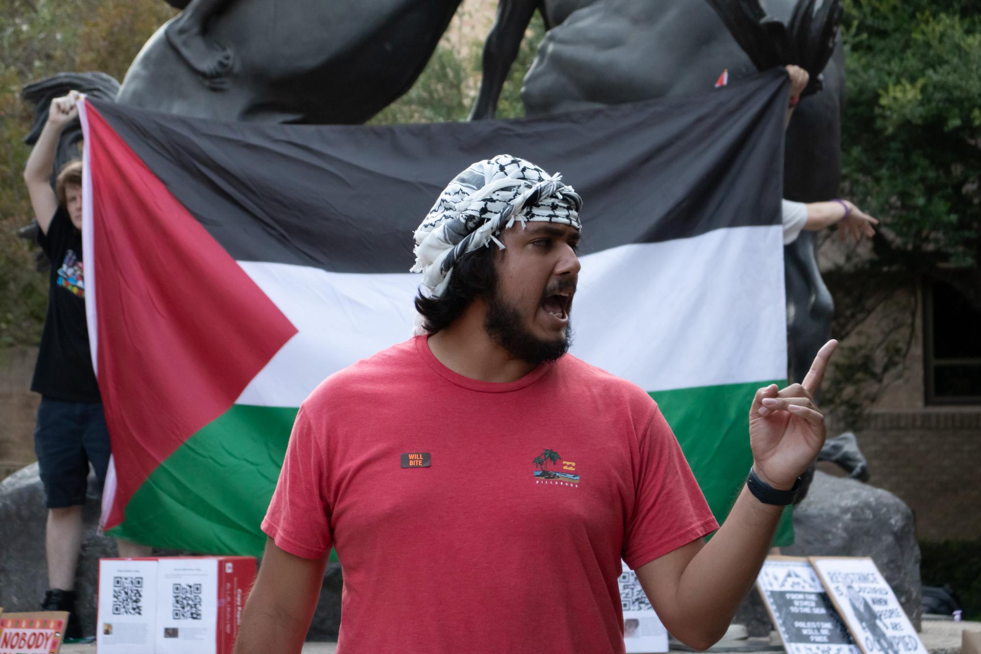 Texas State, San Marcos community hold protest and vigil in solidarity with Palestine