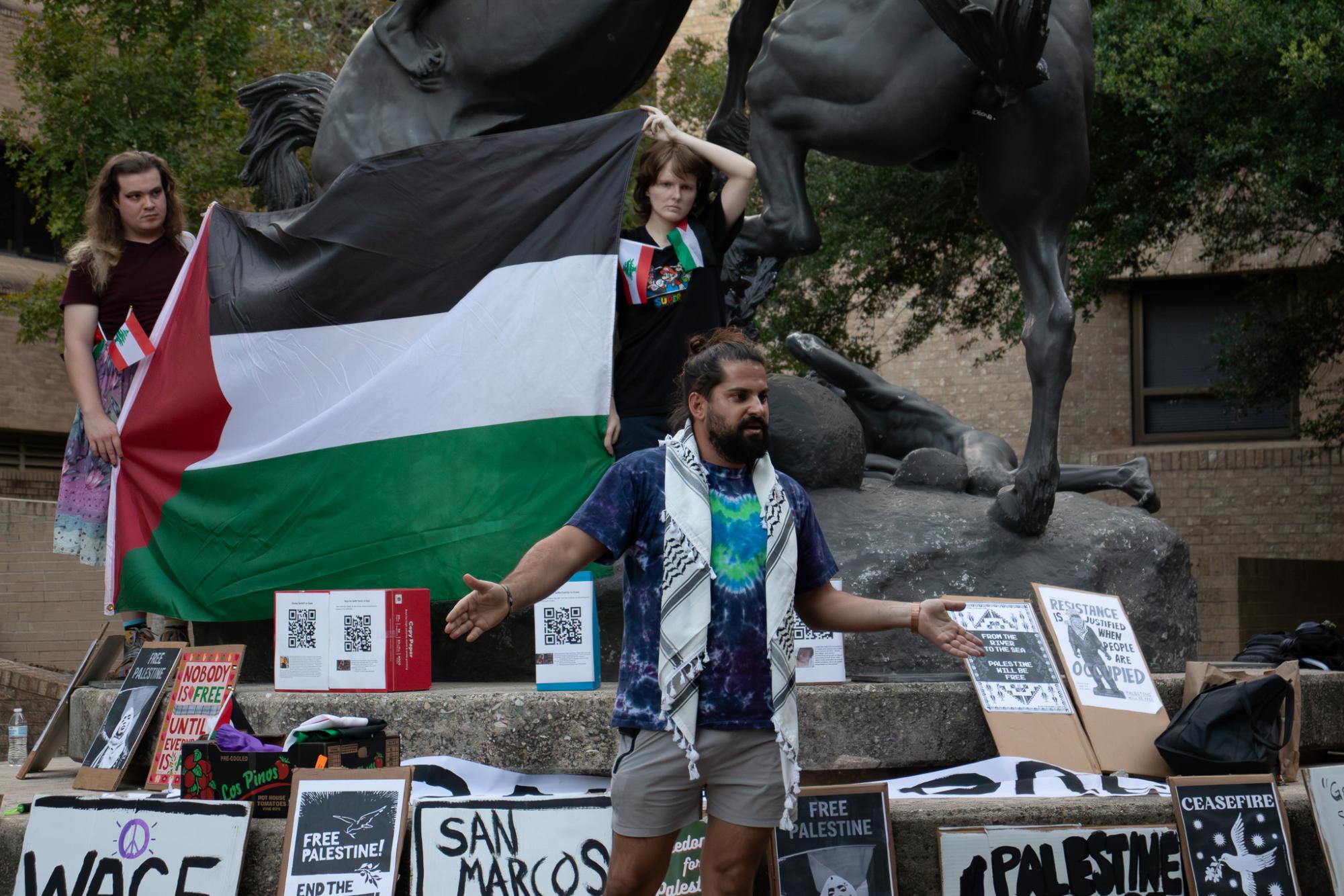 Texas State, San Marcos community hold protest and vigil in solidarity with Palestine