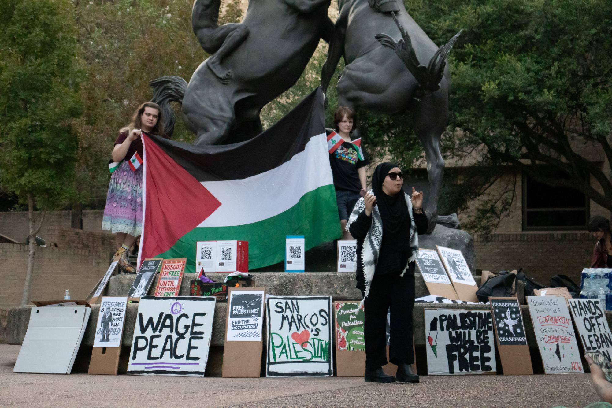 Texas State, San Marcos community hold protest and vigil in solidarity with Palestine