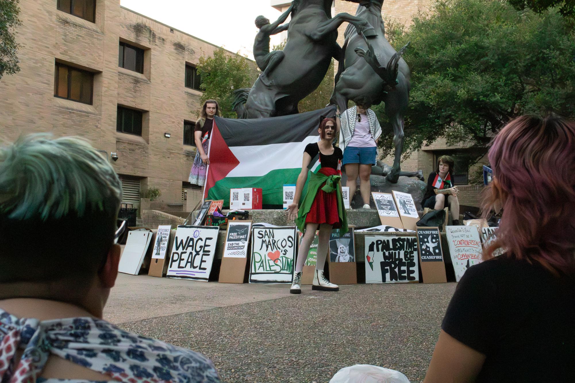 Texas State, San Marcos community hold protest and vigil in solidarity with Palestine