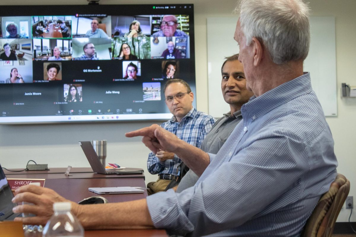 Assistant professor of the School of Criminal Justice and Criminology, Michael Supancic (Right), speaks to the board during the faculty senate meeting, Wednesday, Oct. 2, 2024, in J.C. Kellam RM 880.