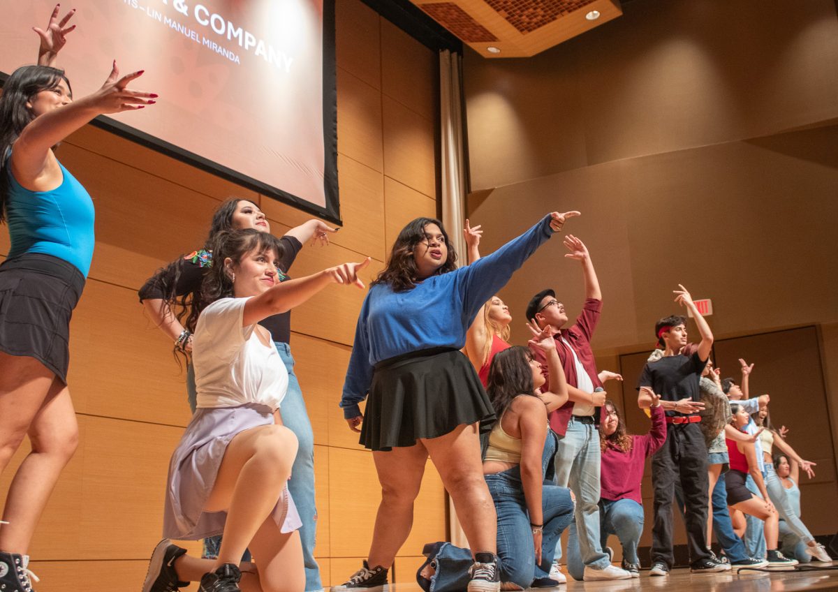 Theatre students performing for ¡Viva Cultura! represent different ethnic groups while closing out their
performances, Saturday, Oct. 12, 2024, at the Performing Arts Center.