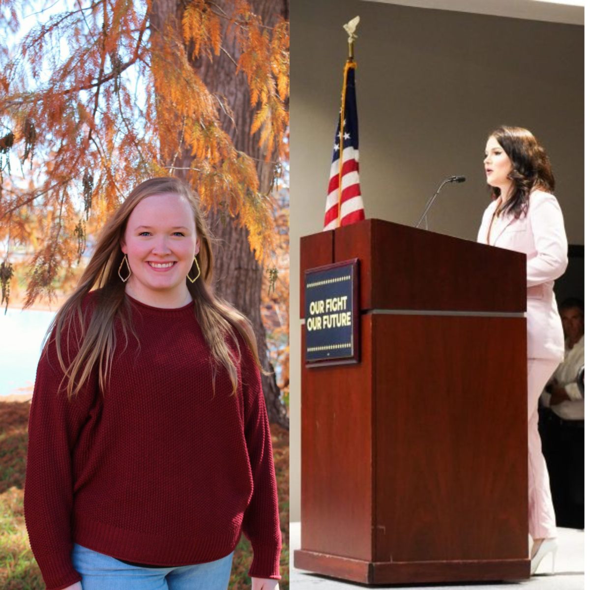 College Republicans President Carly French (left) and College Democrats President Averyann Guggenheim (right).