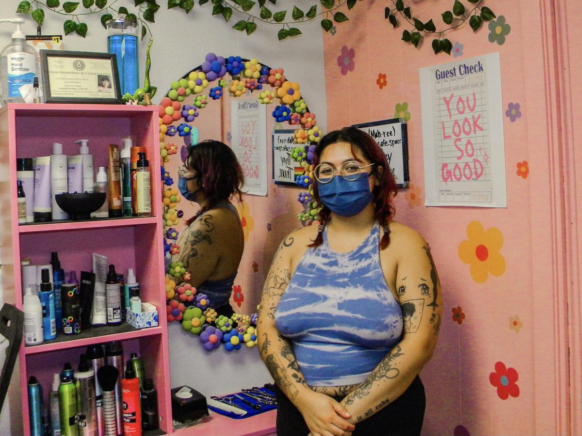 Mari’s Safe Space owner Mari Perez poses in front of their station, Saturday, Nov. 16, 2024, at Mari’s Safe Space in San Marcos.