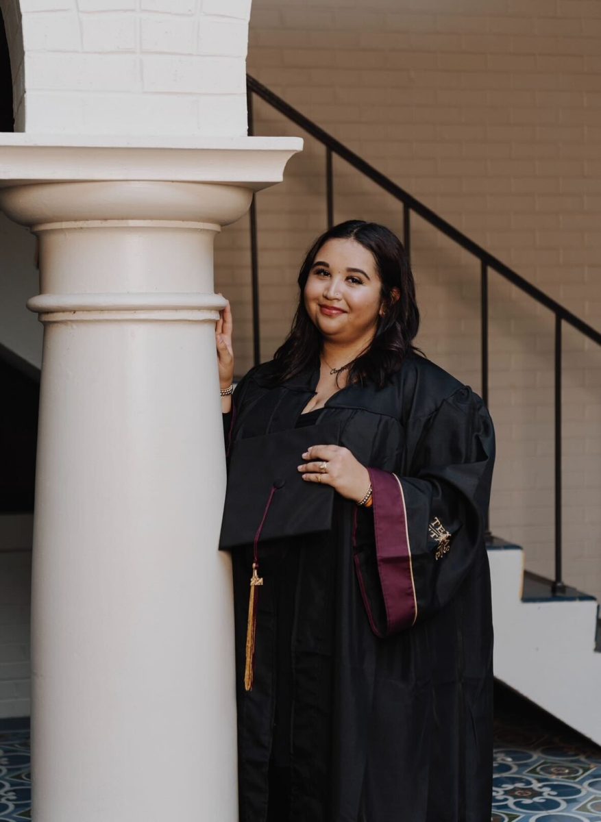 PIR Director Carlota Pulgar poses in Taylor Murphy Hall, Friday, Oct. 25, 2024, at Texas State.