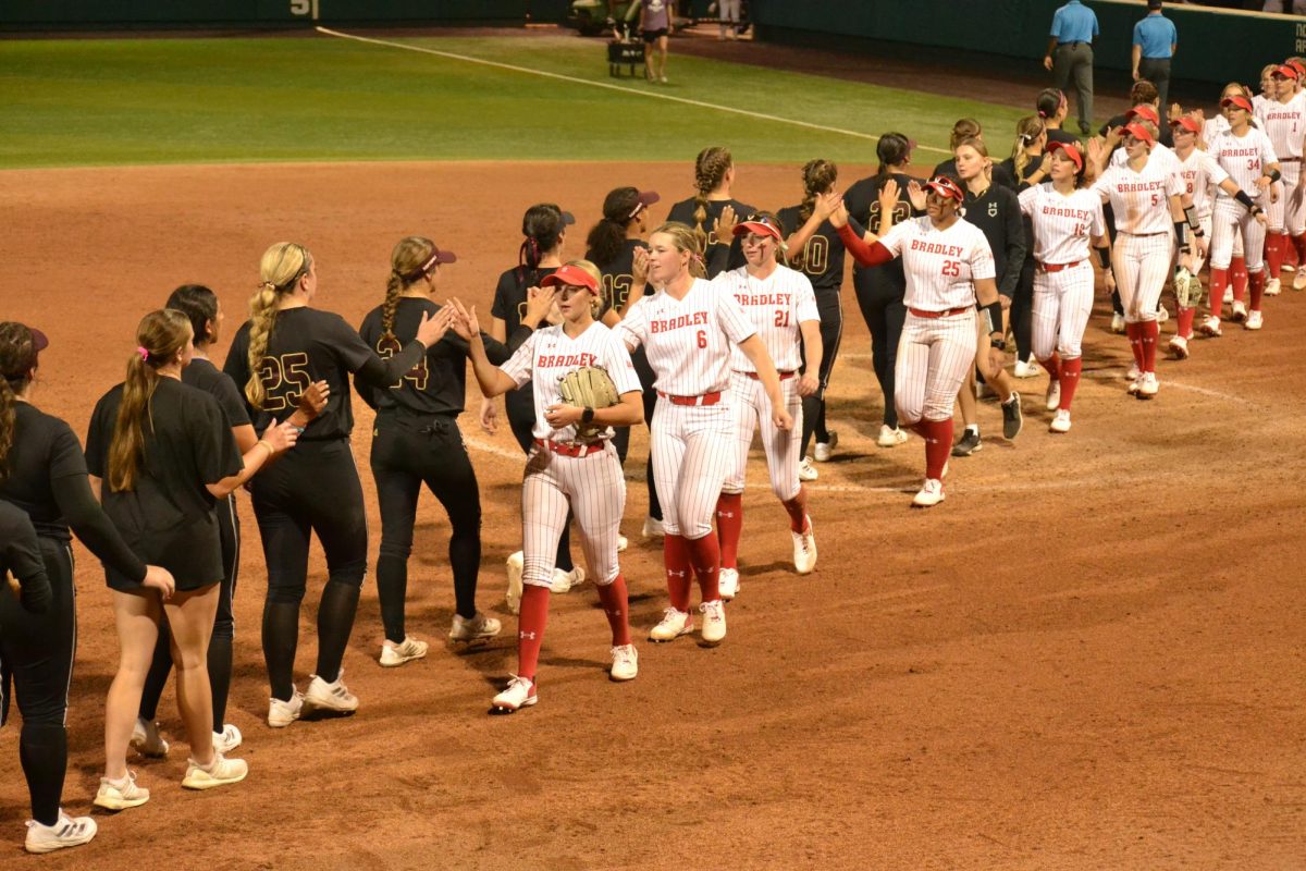 Texas State softball loses to Bradley, Saturday Feb. 8, 2025, at Bobcat Ballpark.