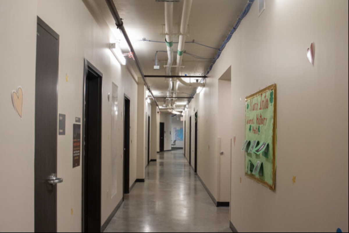 A hallway in Alamito Hall, Thursday, March 6, 2025, at Texas State. Alamito Hall is apart of the Hilltop Housing which opened to students in August of 2024.