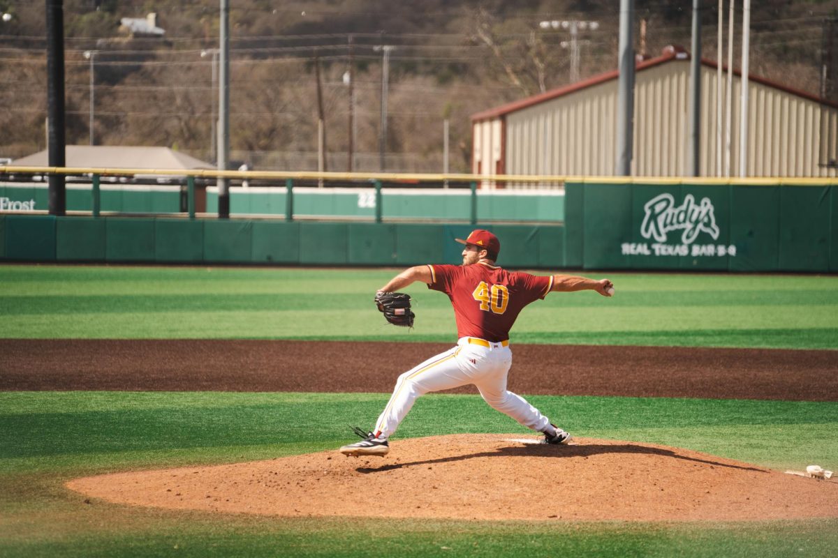 Texas State Senior Austin Eaton (40) pitching against Grand Canyon, Sunday, March 2nd, 2025 at Bobcat Ballpark.