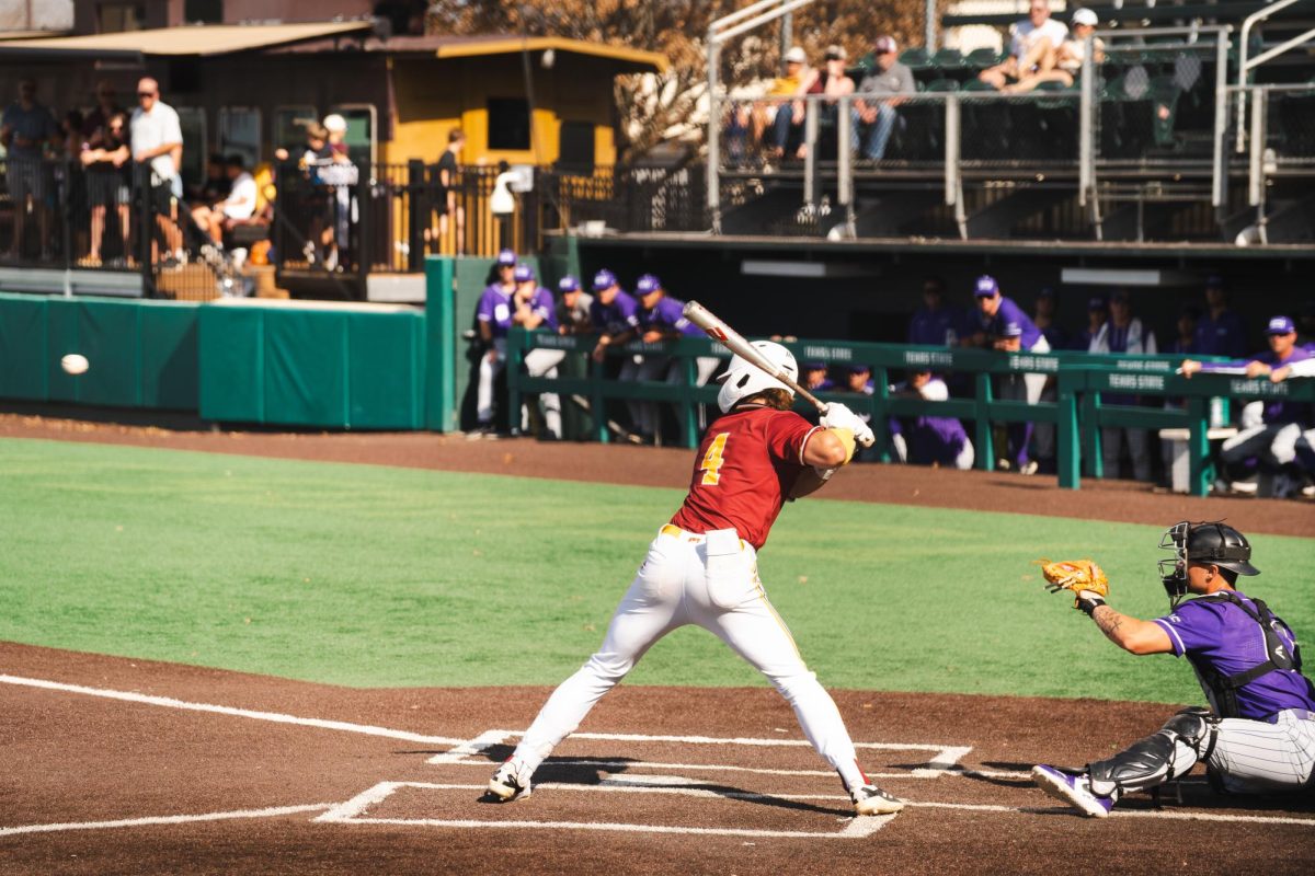 Texas State graduate student Cameron Thompson (4) at bat against Grand Canyon, Sunday, Mar. 2nd, 2025 at Bobcat Ballpark.