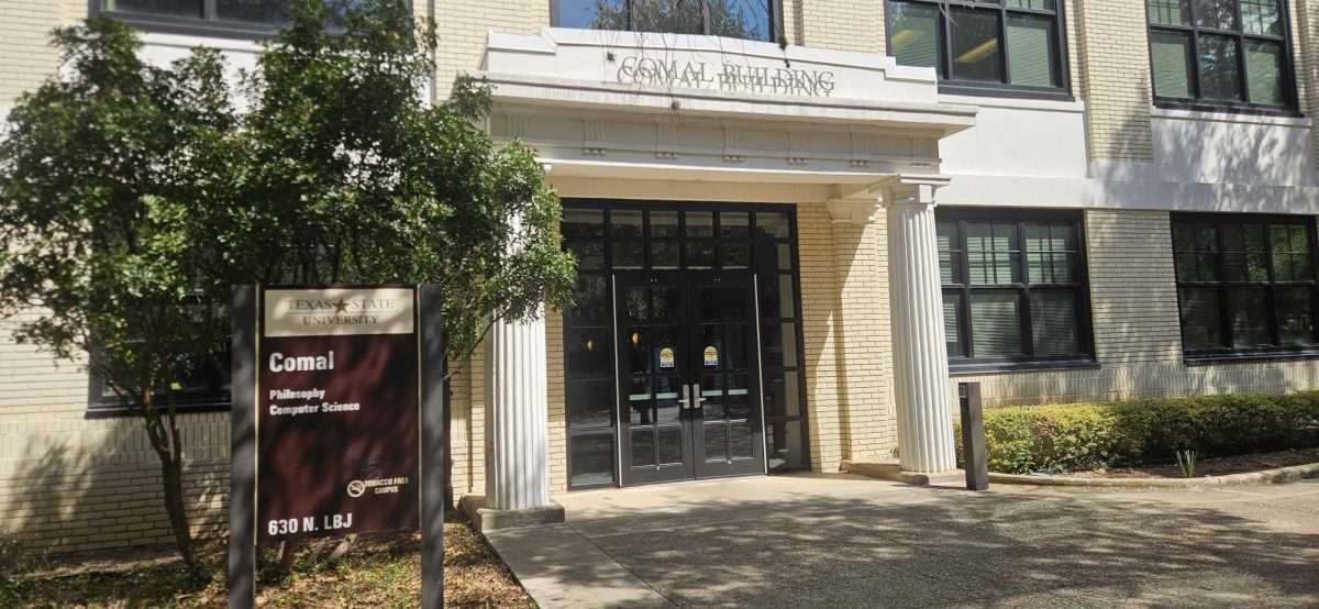 The Comal Building, Wednesday, March 25, 2026, at the Quad. The Philosophy Department resides in the Comal Building.