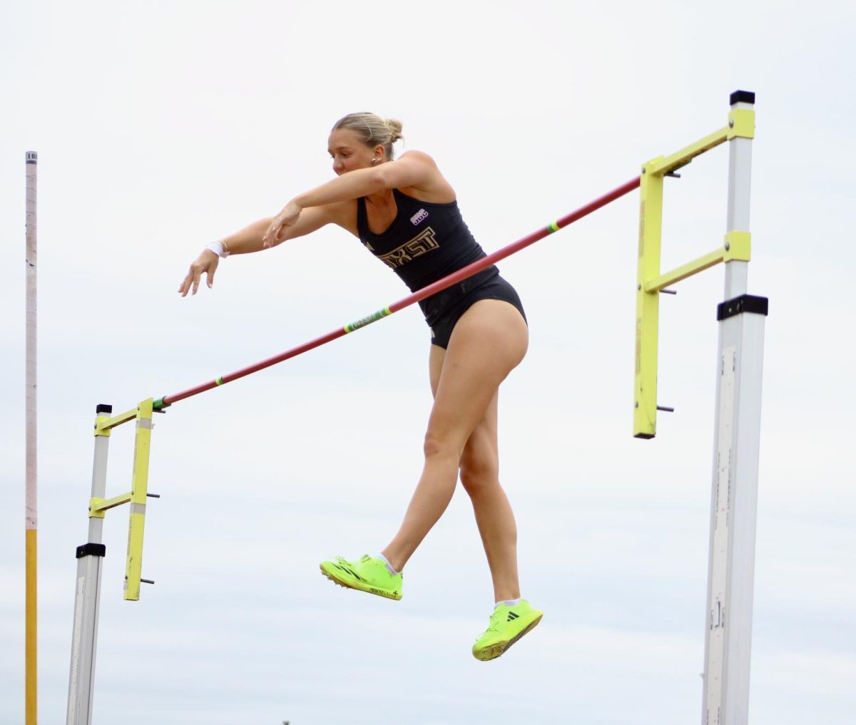 Sophomore jumper Reagan Stephenson competes in women's pole vault, Saturday, March 28, 2026, at Texas State's Track and Field complex. The Bobcats went on to win several events on day two of the Charles Austin invitational.