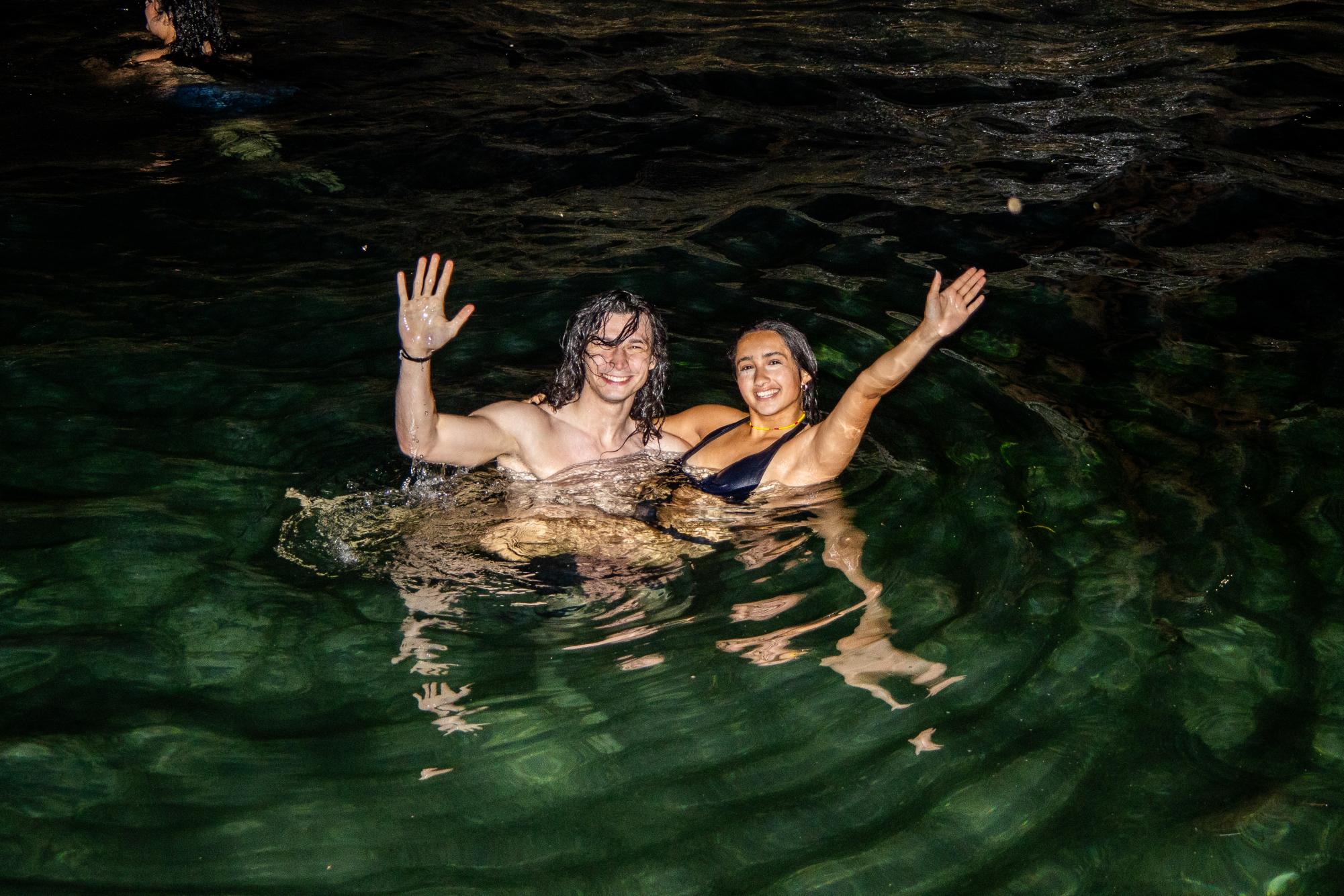 Texas State students swim in the river at River Fest, Thursday, April 16, 2026, at Sewell Park.

